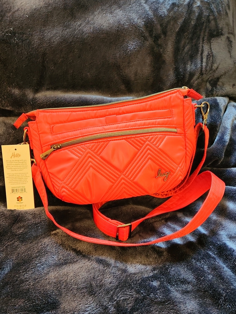 lug Quilted Crossbody Bag in Red-Orange